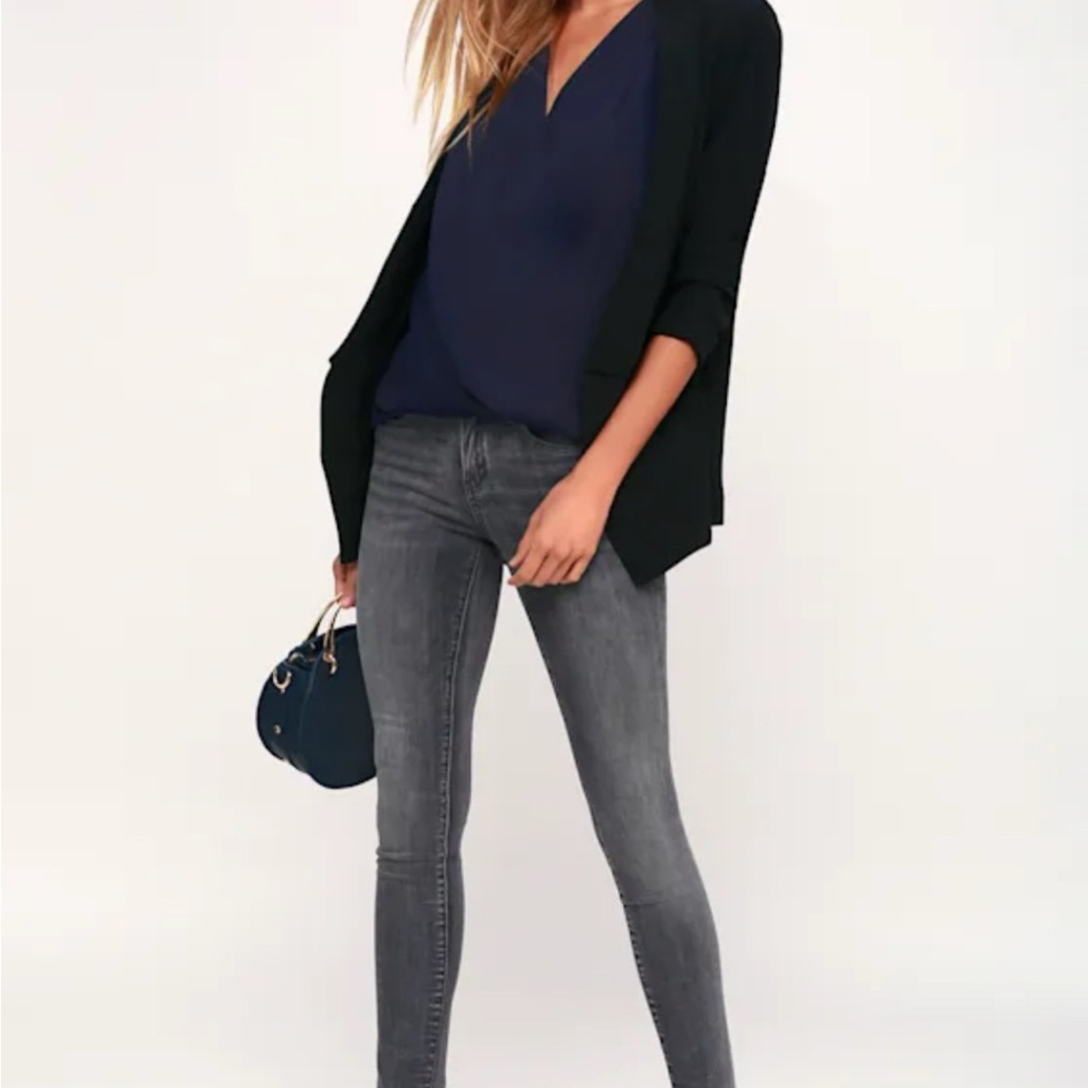 Lulus Hooked On You Navy Blue Surplice Tank Top